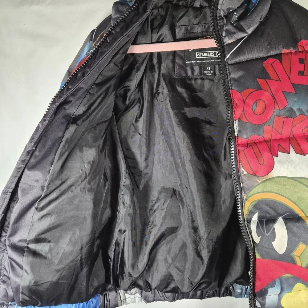Looney Tunes Members Only Jacket 3T Toddler Puffer‎ Hooded Bugs Bunny Cartoon...